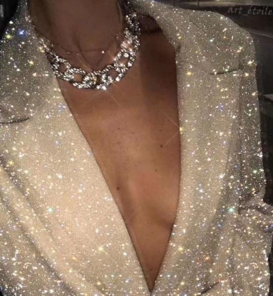 

pendant necklaces oofoo store trend personality rhinestone necklace 2021 jewelry women shining attend prom wedding, Silver