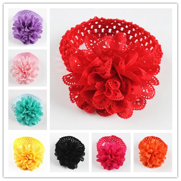 

factory wholesale new children's flower headband chiffon hollow knitted headband baby hair accessories popular fashion xmas gift
