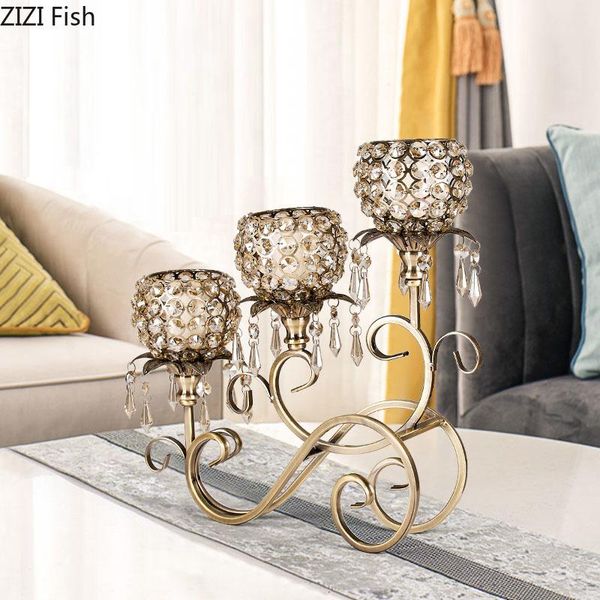 

golden metal crystal candle holders branch wedding cylinder candlestick christmas centerpieces candles stand vintage home decor