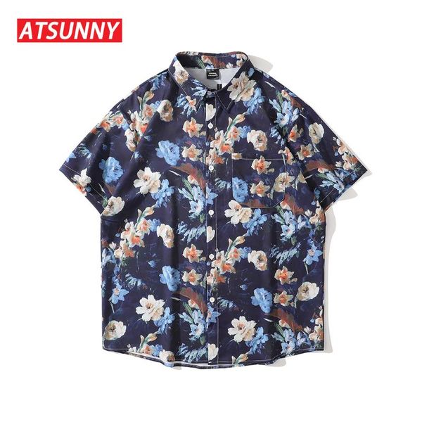 

flowers shirt harajuku retro varsity jacket casual mens cotton fashion coat streetwear men's shirts, White;black