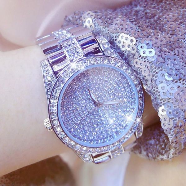 

wristwatches luxury diamond women watch 2021 rhinestone elegant ladies gold watches date clock wristwatch stainless steel relogio feminino, Slivery;brown