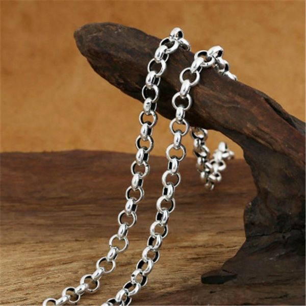 

6mm 100% pure 925 sterling silver chains necklaces for men necklace accessories