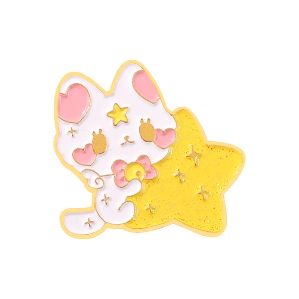 Lucky Gatos Esmalte Brooches Dos Desenhos Animados Animais Cute Animais Estrela Pins Bades para Denim Bolsas De Roupas Kawaii Jóias Natal Ano Novo Presente Kids Kids