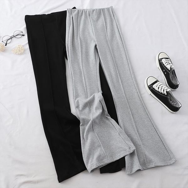 

flare autumn high waist womens capri a line ankle length soild lady elegant quality, Black;white
