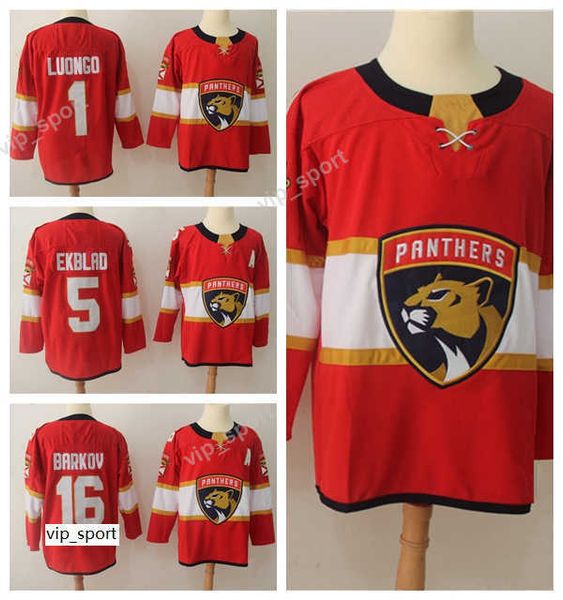 

florida panthers men 1 roberto luongo 16 aleksander barkov jersey 5 aaron ekblad ice hockey all stitched red sports quality, Black