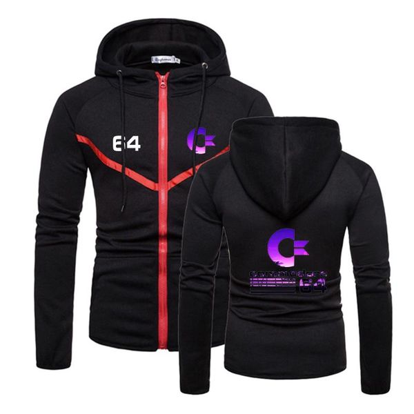 

men's hoodies & sweatshirts commodore 64 2021 men c64 sid amiga retro 8-bit jacket zipper cotton fashion coats harajuku clothing sweats, Black