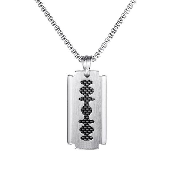 

pendant necklaces vintage blade nightclub razor for men him stainless steel chain with 24inch punk jewelry, Silver