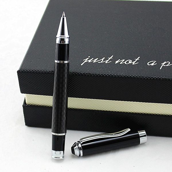 

gel pens carbon fiber fashion smooth black and silver rollerball pen luxury metal gift ballpoint for writing