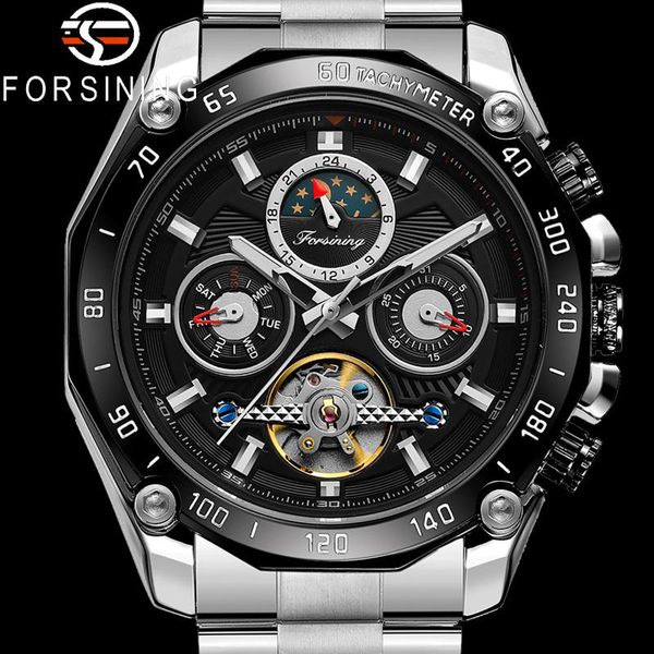 Armbanduhren Forsining Tourbillon automatische mechanische Männer Armbanduhr Militär Sport männliche Uhr Top Datum Woche Mann Uhr 6913