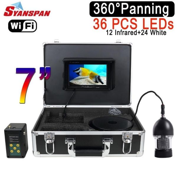 

fish finder wireless wifi 7"lcd monitor video camera 1000tvl underwater ice fishing 36 leds 360 degree rotating