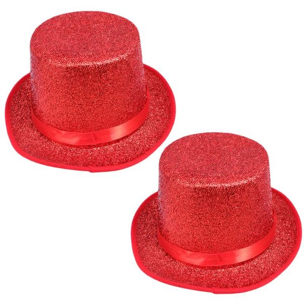 

party hats performance glitter hat cosplay magician cap supllies creative (red)
