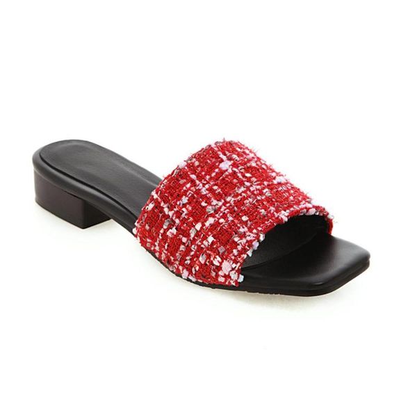 

shoes ladies' slippers square toe low slipers women summer 2021 rome fabric rubber basic hoof heels scandals pu, Black
