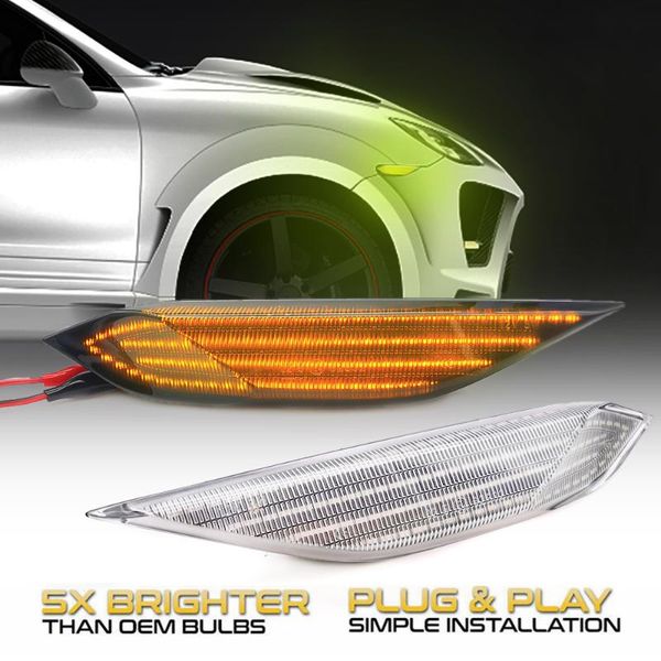 

emergency lights 2pcs led dynamic car front side marker light turn signal lamp 95863107100 95863107200 fit for 958 92a 2011-