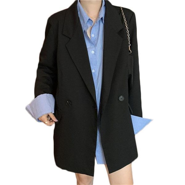 

women's suits & blazers wsyore korean style blazer jacket spring autumn loose casual slim women mid-long coat female student wild ns282, White;black