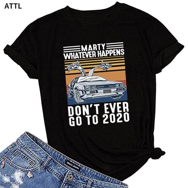 

women's t-shirt women t-shirts cat letter printing short sleeve shirt casual female marty whatever happens don't ever go to 2021, White