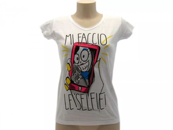 

t shirt solo parole donna basic mi faccio le selfie, White;black