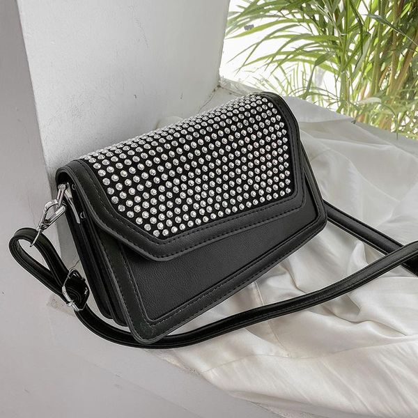 

evening bags shiny diamond female flap square bag 2021 summer quality pu leather women's designer handbag brand shoulder messenger