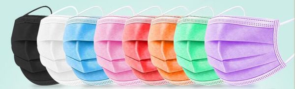 

10 colors disposable masks black pink white with elastic ear loop 3 ply breathable dust air anti-pollution face mask mouth adult