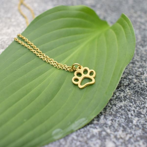 

pendant necklaces europe and the united states personality pet footprints chain necklace female dog print cat clavicle, Silver