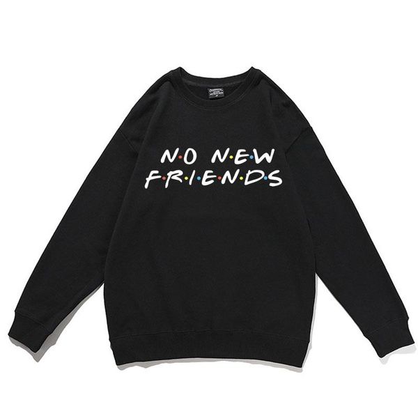 

men's hoodies & sweatshirts no friends pullover mens funny pullovers men women fashion round neck street man casual harajuku, Black
