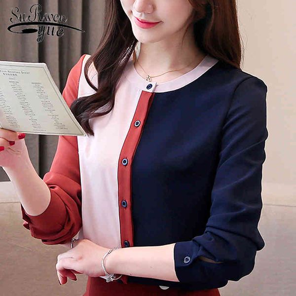 

fashion women office blouses lady chiffon female and blouses long sleeve professional 2840 50 210521, White