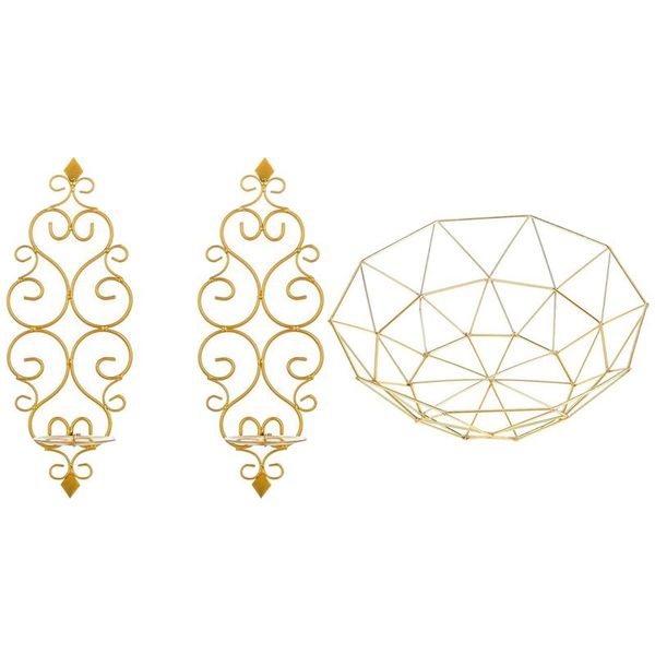 

iron candle sconce holder with metal wire fruit basket bowl storage baskets