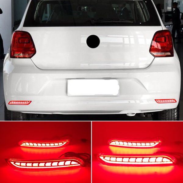 1SET LED Riflettore Luce per Volkswagen VW Polo 2014 2015 2016 2017 2018 Segnale di curva del freno a paraurti per paraurti della lampada posteriore.