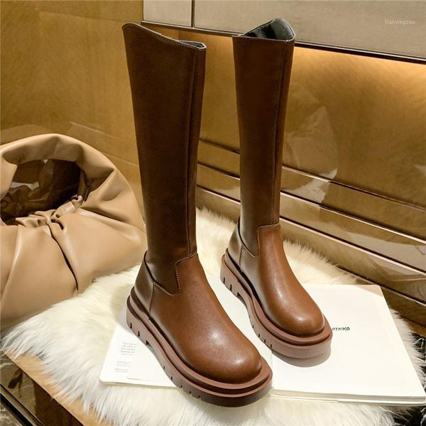 

boots 2021 women fashion luxury long winter keep warm fur knee high thigh black platform designer flat shoes1