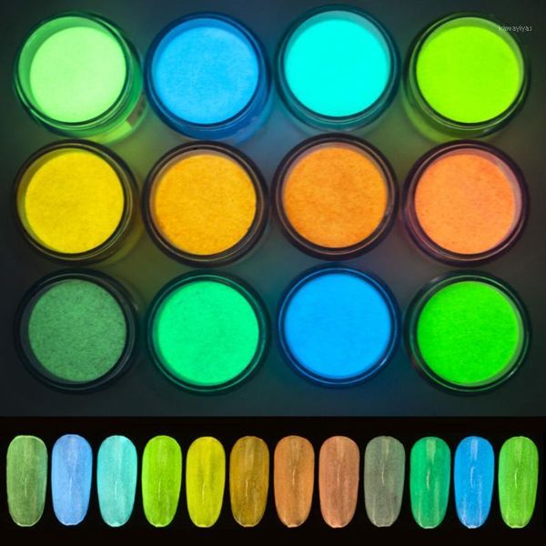 

10g 1bottle dipping powder luminous holographic nail art decorations glow in dark pigment fluorescence glitter fa261, Silver;gold