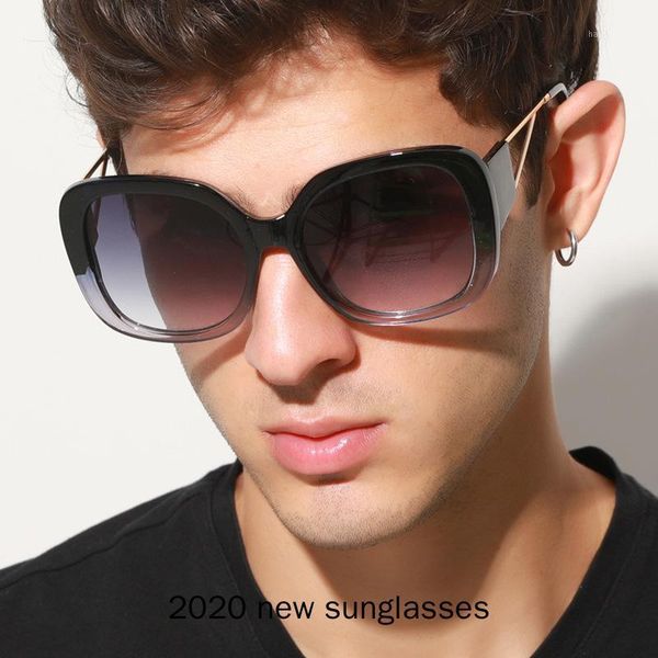 

2020 new oversized square sunglasses for women vintage man shield sun glasses female alloy black shades nx1, White;black