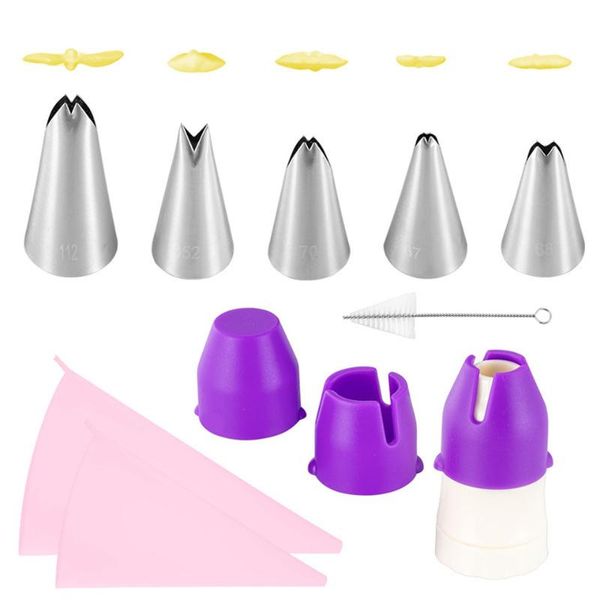 

reusable piping nozzles set cake decorating tools pastry bag scraper cream tips converter kitchen baking &