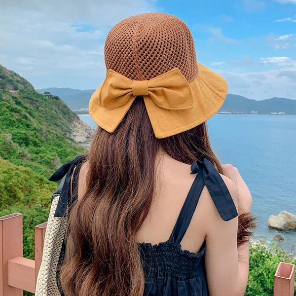 

wide brim hats hat female summer sun shading straw hollow fashion korean version tide joker spring travel fisherman, Blue;gray