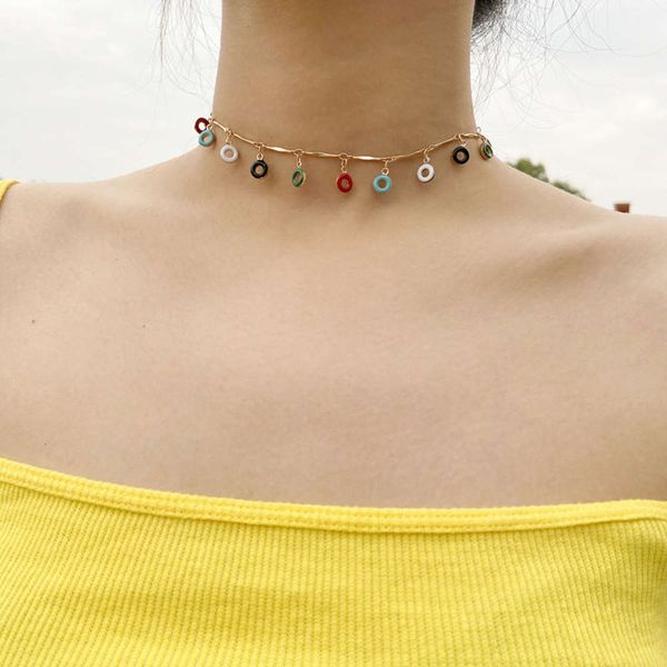 

four leaf clover collar with collarbone necklace for women in summer, Black