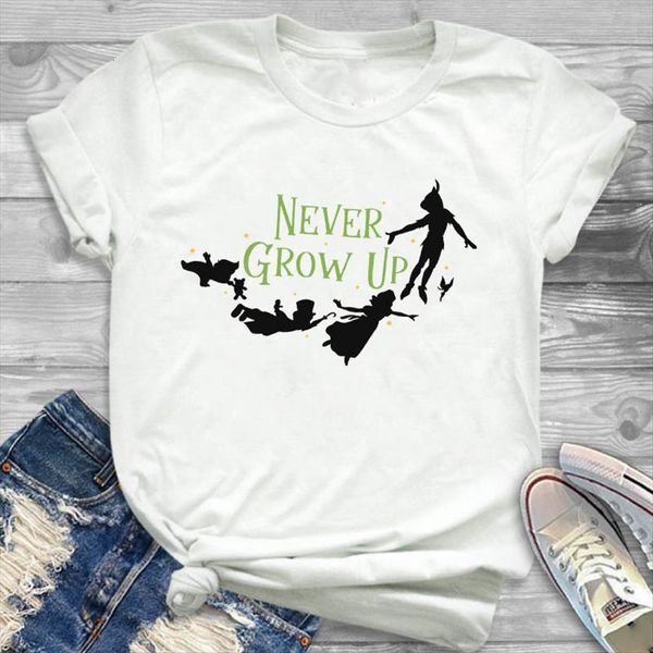

never grow up printed women t shirts short sleeve tee clothes graphic, White