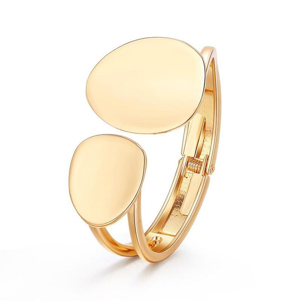 

bangle ornapeadia bracelet for women fashion alloy open hollow asymmetrical oval stone-shaped luxury jewelry, Black
