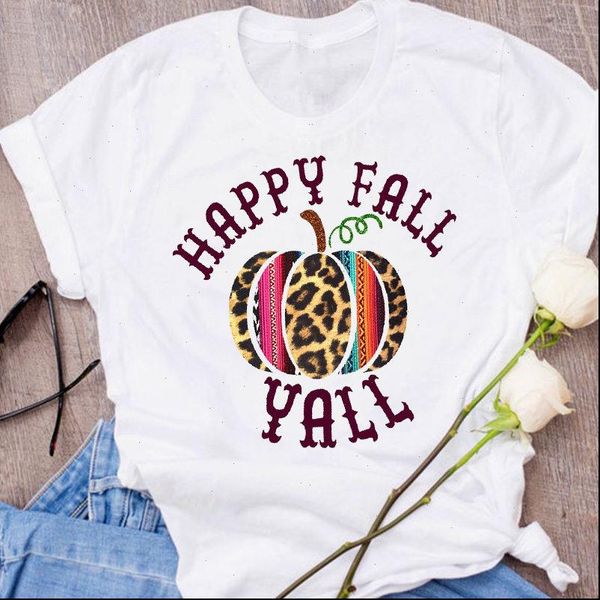 

graphic printing coffee pumpkin fall womens t shirts thanksgiving halloween clothes harajuku 90s shirt female short sleeve tee, White