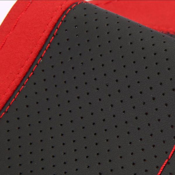

steering wheel covers fits 15\" cover black and red car protector leather replacement universal