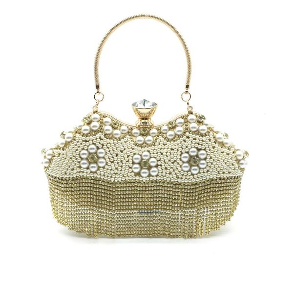 

vintage beaded women evening bags rhinestones wedding handbags diamonds pearl tassel chain shoulder messenger purses