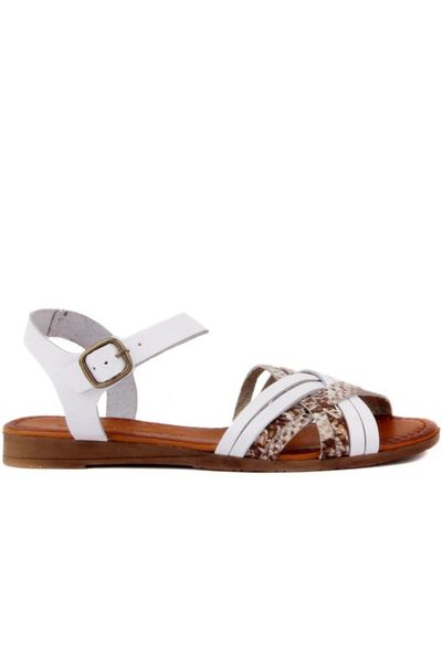 

sandals white leather buckled woman, Black