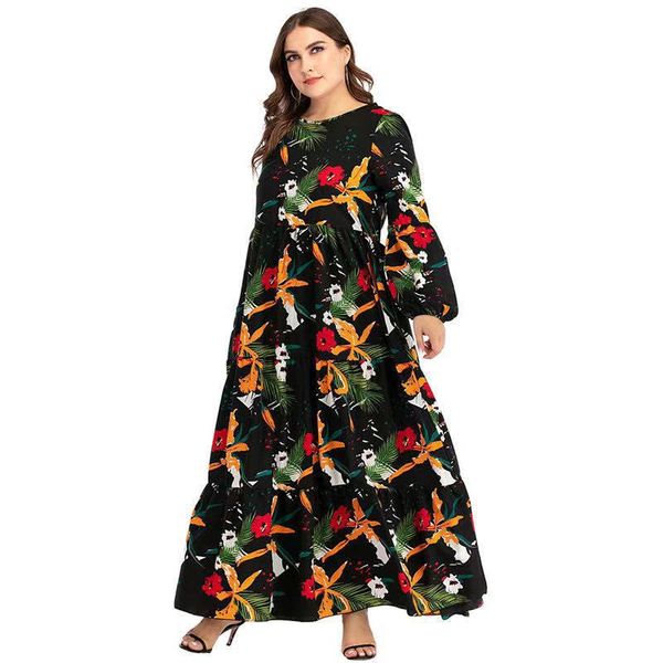 

print maxi hijab dress women muslim islamic clothing loose a-line party abaya dresses moroccan kaftan jilbab plus size vestidos, Red