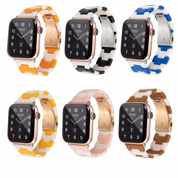 Luxo tartaruga concha resina esporte banda pulseira pulseira pulseira para a Apple Watch series 1 2 3 4 5 6 7 iWatch 38mm / 40mm