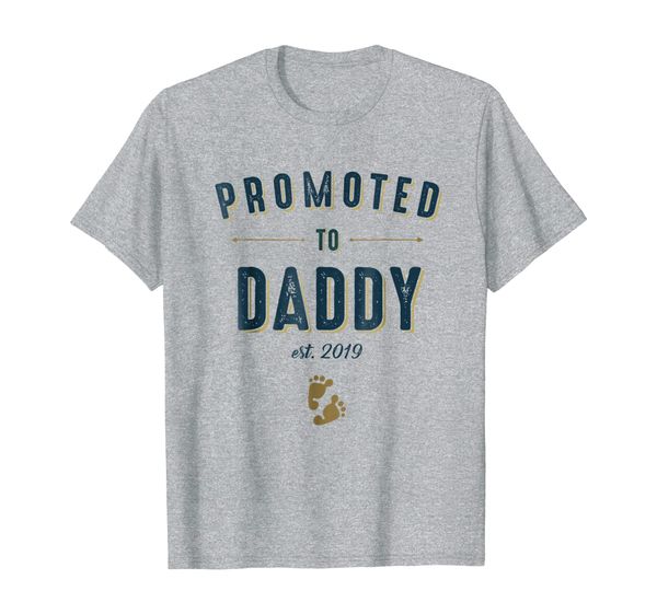 

mens mens new dad shirt - vintage promoted to daddy est. 2019 tee, White;black