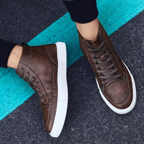 

boots microfiber leather men's low to help men casual man sneakers shoes spring winter male ankle outdoor, Black