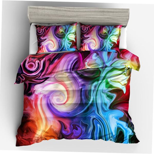 

bedding sets marbling moire pattern 3/4pcs set nordic printed duvet covers + pillowcse for eens boys girls single  (no sheet