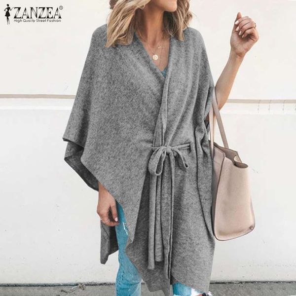 

jacket fashion women knitted cloak 2021 spring self belted lace up cardigant casual female solid v-neck streetwear plus size 5xl, Black;brown