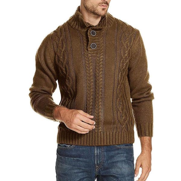 

men's sweaters 2022 autumn and winter sweater fashion solid color long-sleeved european american button pullover, White;black