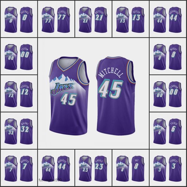 

printed custom utahjazzmen donovan mitchell bojan bogdanovic john stockton pete maravich custom classic edition jersey, Black