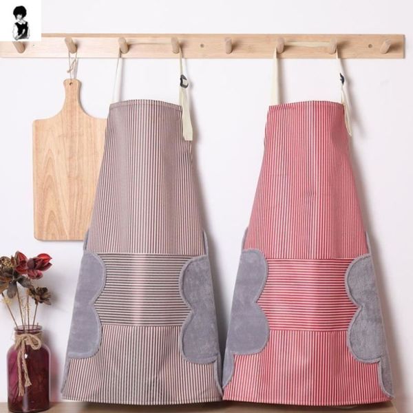 

household kitchen waterproof hand wipe apron adjustable thickening fashion stain resistant cooking oil proof men's and women's
