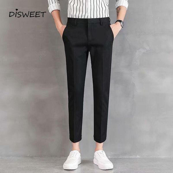 

men's suits & blazers trousers slim casual summer thin suit long pants gray nine-point, White;black