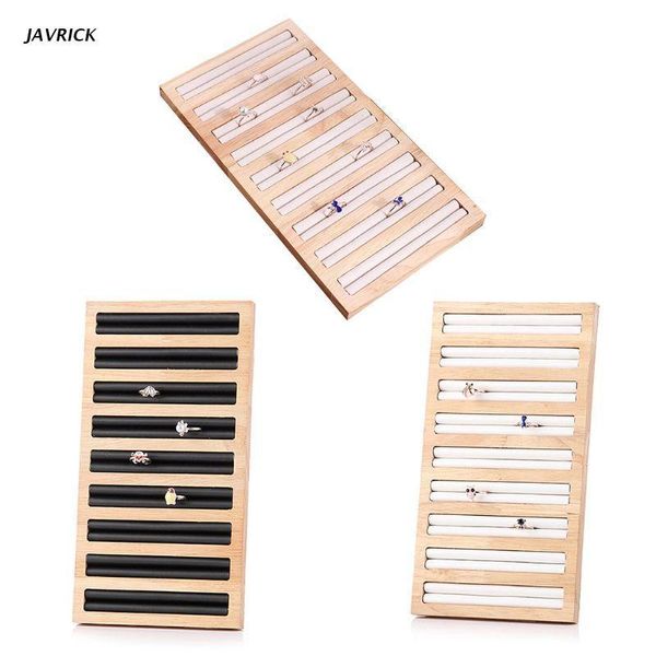 

jewelry pouches, bags rectangle wood 9 long slots display tray ring holder large capacity box, Pink;blue